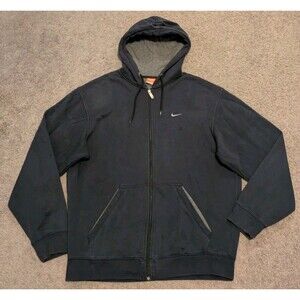 Nike Athletic Dept Cotton Blend Navy Blue Full Zip Hoodie Sweatshirt Men's Large